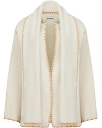 Nocturne - Neutrals Knit Cardigan With Removable Scarf - Lyst