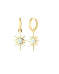 Spero London - White Opal Northern Star Starburst Drop Hoop Earring Sterling Silver - Lyst