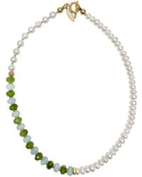 Farra - Freshwater Pearls With Jade And Opal Color Matching Necklace - Lyst