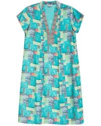 Niza - Romantic Blouse With Floral Print And Short Ruffled Sleeves - Lyst