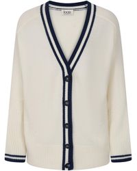 Loop Cashmere - Striped Tipped V Neck Lofty Cardigan - Lyst