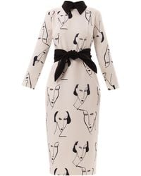 Julia Allert - White Designer Fitted Dress With Faces Print - Lyst