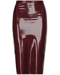 Commando - Patent Faux Leather Control Smoothing Midi Skirt, Burgundy - Lyst