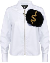 House of Laines London - Laines Couture Zip Shirt With Snake Flower Brooch - Lyst