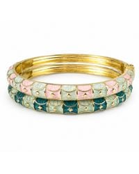 Nuvv Collection - Pastel Enamel Hinged Bangle Set – Mint & Emerald - Lyst