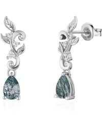 Azura Jewelry New York - Leafy Cascades Moss Agate Earrings Vermeil - Lyst