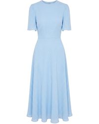 POST MERIDIEM - Chiffon Midi Dress With Rhinestones - Lyst