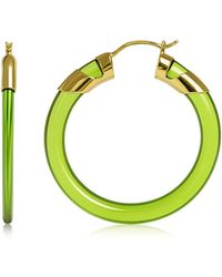 Gold & Honey - Peridot Classic Flat Lucite Birthstone Hoop Earrings - Lyst