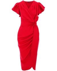 concept A trois - Wrap Cocktail Dress With Ruffles - Lyst