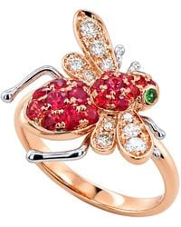 Artisan - 18K Rose Garnet, Sapphire & Diamond Bee Statement Ring - Lyst