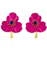 Milou Jewelry - Raspberry Three-Leafed Clover Earrings - Lyst