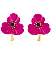 Milou Jewelry - Raspberry Pink Three-leafed Clover Earrings - Lyst