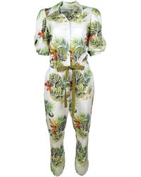 Lalipop Design - Cotton Jumpsuit With Palm Leaf Print - Lyst