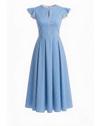 Georgette - Powder Polka Dot Midi Dress - Lyst