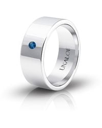 Unaloe - Sterling Wide Band Ring With Sapphire – Elegant Minimal Jewelry Ring - Lyst