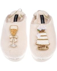 Laines London - Neutrals Flatform Cloud Closed Toe Slippers With Wedding Cake & Champers Brooches - Lyst