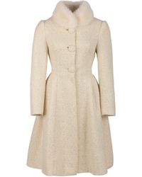 Santinni - Starlet Wool Tweed Dress Coat With Faux Fur - Lyst