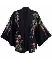 Artemis Muse - Wisteria & Chrysanthemum Embroidered & Fully Lined Short Kimono - Lyst