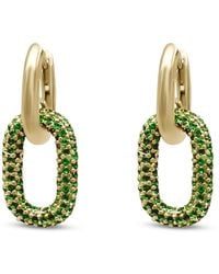 Clemence Wren - Huggie Earrings With Pave Gemstone Charm - Lyst