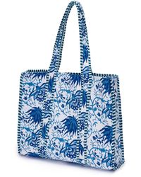 At Last - Cotton Tote Bag In Botanical Flower - Lyst