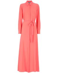 Teodora Milano - Portofino Silk Chemisier Long Dress Coral - Lyst