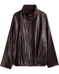 Nocturne - Snake Effect Leather Jacket - Lyst