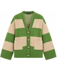 Cara & The Sky - Candice Chunky Stripe V Neck Button Cardigan - Lyst