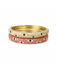Nuvv Collection - Blush & Ivory Evil Eye Enamel Bangle Set - Lyst