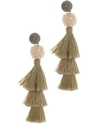 Saachi - Crystal Cluster Tassel Tan Earrings - Lyst