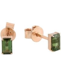 Artisan - Rose Gold Octagon Shape Green Tourmaline Stud Earrings Handmade - Lyst