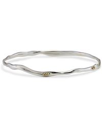 Isla Silver - Elegant Sterling Bangle With Brass Pips - Lyst
