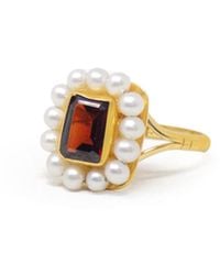 Vintouch Italy - Luccichio Garnet Ring With Pearls - Lyst