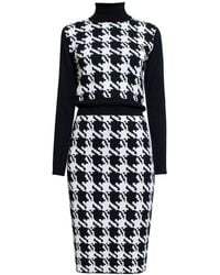 Rumour London - Lina Houndstooth Merino Wool Knitted Dress - Lyst
