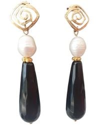 Way to Chic - Pearl & Agate Stud Earrings - Lyst
