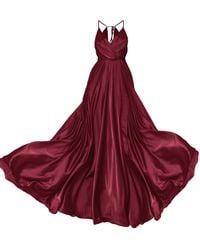 Angelika Jozefczyk - Burgundy Satin Long Evening Dress Tied Back - Lyst