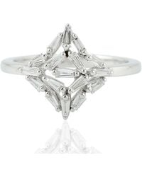 Artisan - White Gold Baguette Diamond Ring Handmade - Lyst
