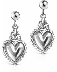 Unaloe - Sterling Heart Drop Stud Earrings – Sacred Heart Style, Handmade Jewelry, Elegant Earrings For - Lyst