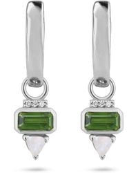 Zohreh - Tourmaline, Sapphire & Moonstone Hoop Earrings Sterling - Lyst