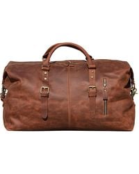 Touri - Zip Detail Genuine Leather Holdall Weekender - Lyst