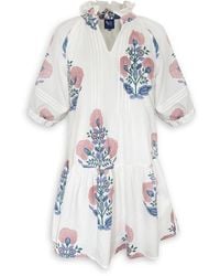 Pick Happy - Neutrals Chloe Mini Dress With Pintuck Mocha Botanical - Lyst