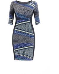 Conquista - Print & Panel Stretch Dress - Lyst