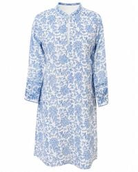 Kaminee - Lagoon Floral Block Print Linen Kaftan - Lyst