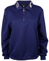 Laines London - Laines Couture Navy Quarter Zip Sweatshirt With Embellished Crystal & Pearl Snake - Lyst