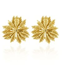Unaloe - Plated Leaf Floral Stud Earrings – Botanical Statement Design – Handmade Italian Jewelry For - Lyst