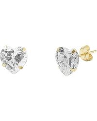 Spero London - 9Ct Solid Heart Stud Earrings - Lyst