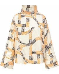 FRONT ROW SHOP - Printed Reversed Collar Shirt Ivory - Lyst