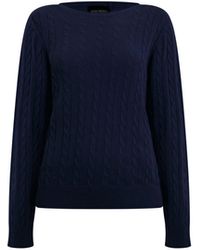 James Lakeland - Cable Knit Jumper Navy - Lyst