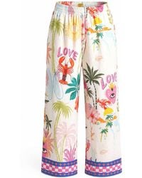 LOVEIST STORE - Mercy Tropical Print Wide Leg Resort Trousers - Lyst
