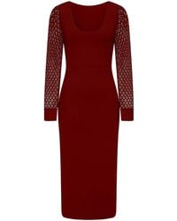 Sophie Cameron Davies - Burgundy Lace Sleeve Jersey Midi Dress - Lyst
