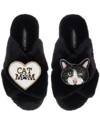 Laines London - Classic Laines Slippers With Cat Mum/Mom & Oreo & Shorthair Cat Brooches - Lyst